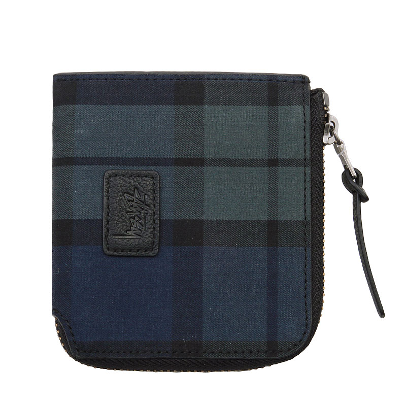  черный бумажник Stussy Tartan Zip Wallet 136115-navy - цена, описание, фото 1